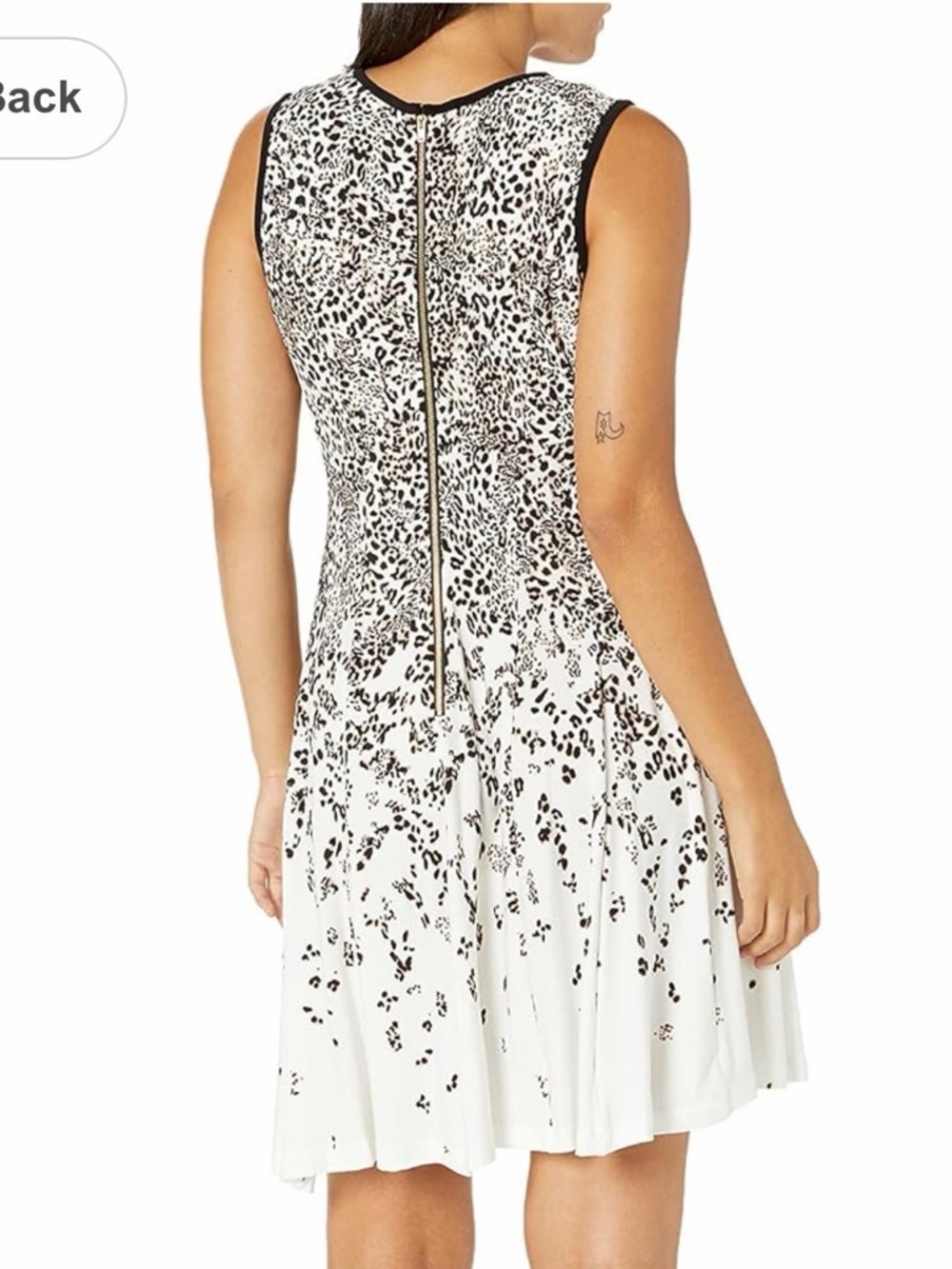 Gabby Skye Women's Sleeveless Round Neck Ity Fit and Flare Dress Brown Cream 18W - Picture 2 of 5